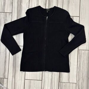 Talbots LP Black Knit Zip Up Sweater